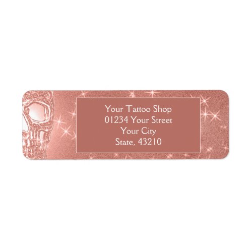 Skull Head Rose Gold Elegant Gothic Girly Glitter Label