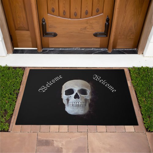 Skull Head Smokey Gothic Black Gray Macabre Doormat