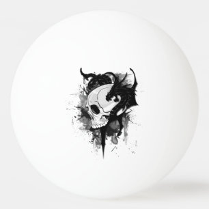 skull head with black dragon tattoo art Ping-Pong ball