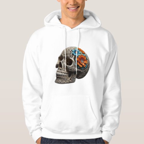 skull head with flowers hoodie