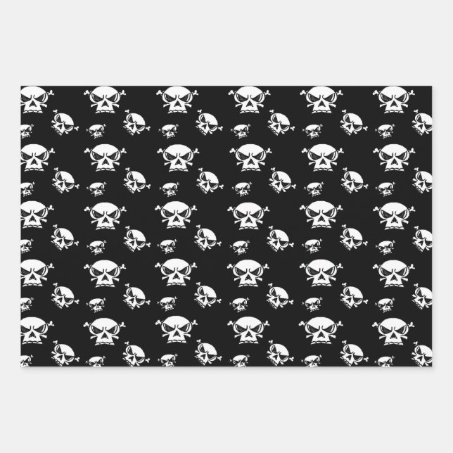 Skull Heads  Wrapping Paper Sheets (Front)