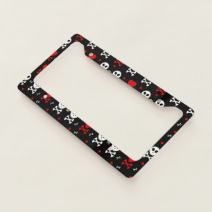 Skull Heart And Crossbones License Plate Frame