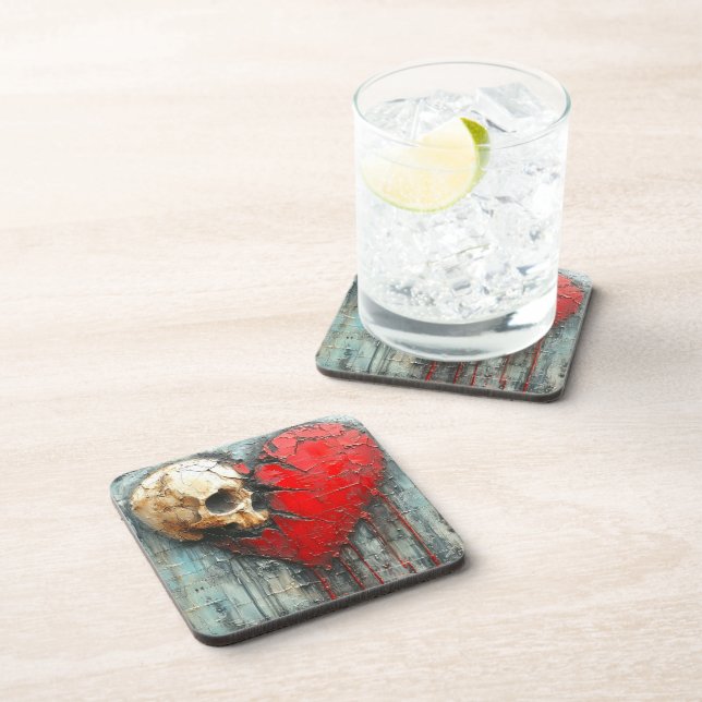 Skull Heart Beverage Coaster (Right Side)