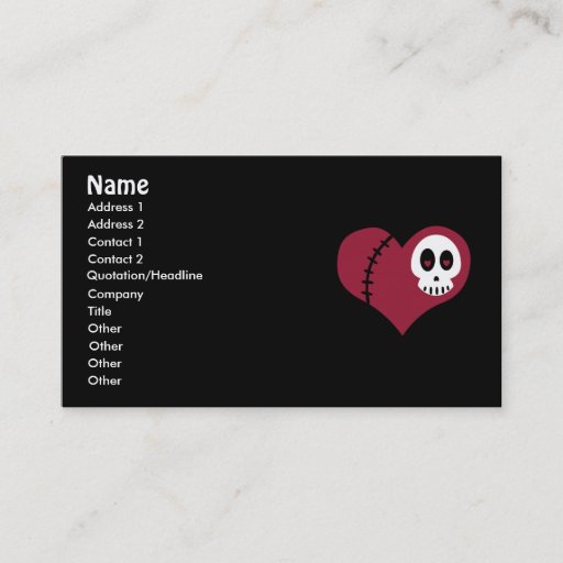Customizable Skull Heart Business Cards