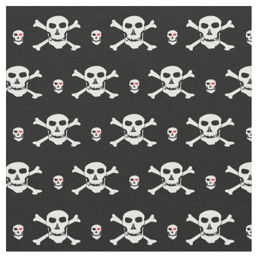 Skull & Heart fashion Fabric - Pirates /Halloween