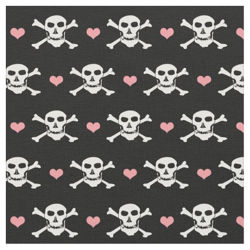Skull & Heart fashion Fabric - Pirates / Halloween
