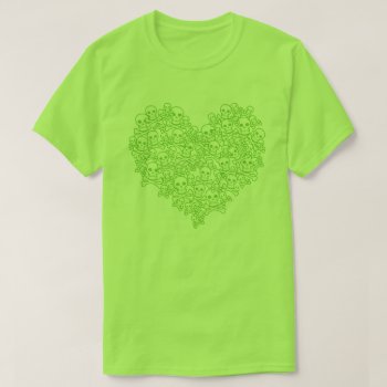 Skull Heart Green Outline T-shirt by opheliasart at Zazzle