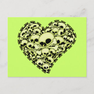 Skull Heart - Green Postcard