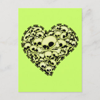 Skull Heart - Green Postcard