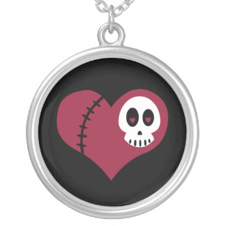 Skull Heart Silver Plated Necklace