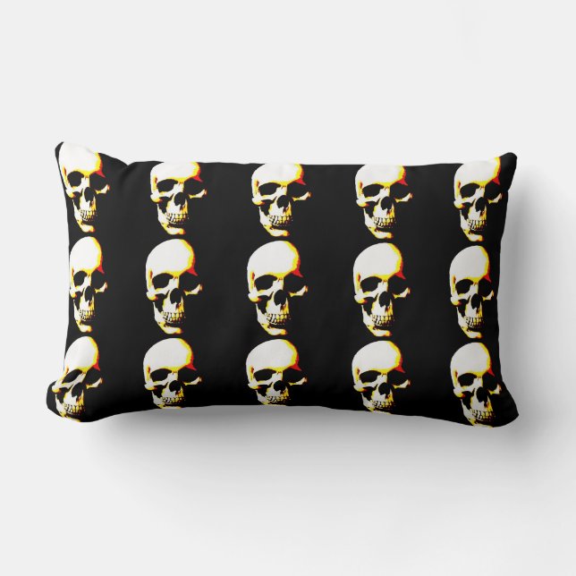 Skull Heavy Metal Fantasy Art Lumbar Pillow (Front)
