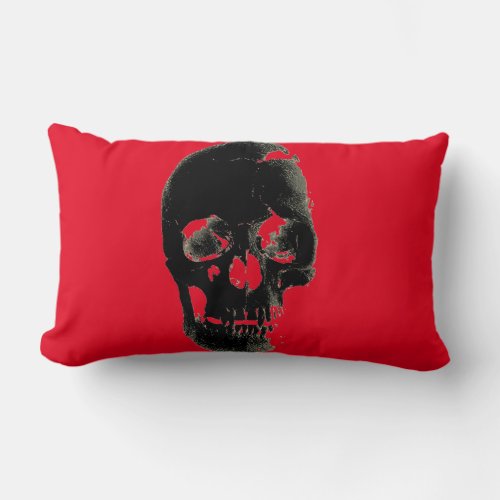 Skull Heavy Metal Fantasy Art Red Black Lumbar Pillow