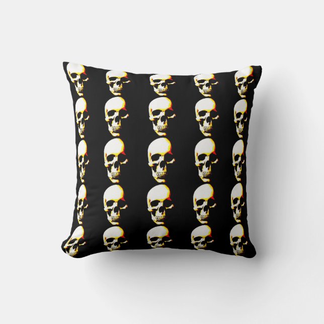 Skull Heavy Metal Fantasy Art Throw Pillow (Front)