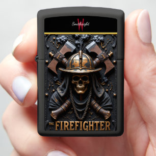 Skull Helmet Crossed Axes Firefighter Memento Zippo Lighter