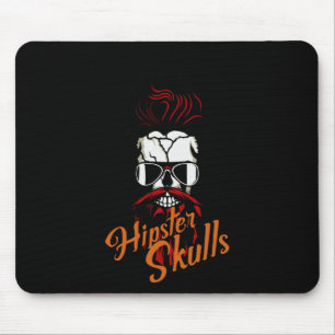Skull Hipster Skull Logo Bearded Beard Mustache Mu Mouse Pad