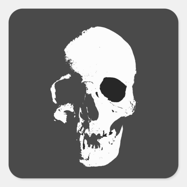 Skull, Human, Head Square Sticker (Front)
