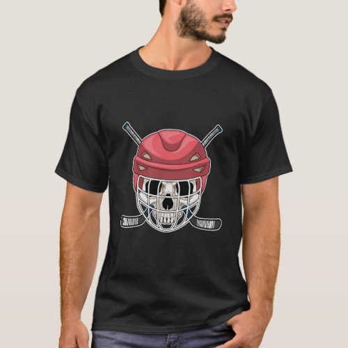 Skull Ice hockey Ice hockey stick T_Shirt