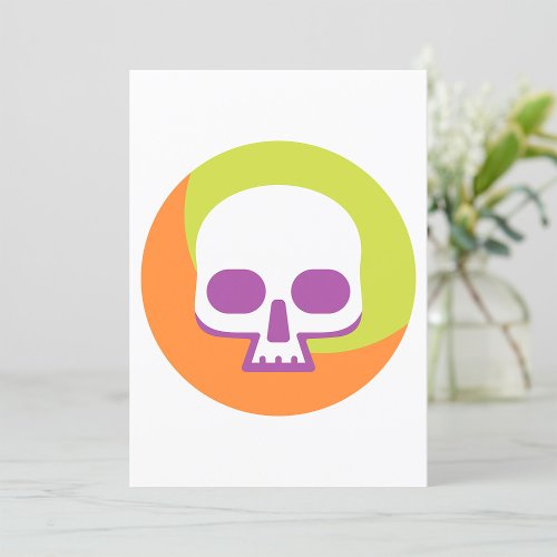 Skull Icon White Orange Green Invitation