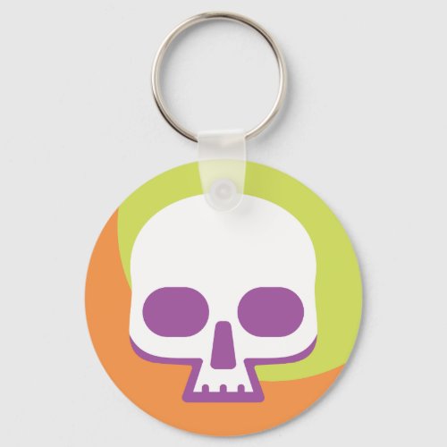 Skull Icon White Orange Green Keychain