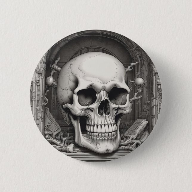 Skull Illustration Button (Front)