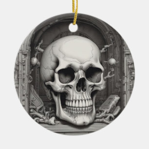 Skull Illustration Ceramic Ornament