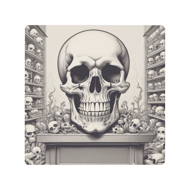 Skull Illustration Metal Print (Front)