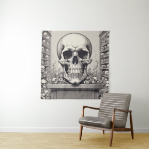 Skull Illustration Tapestry