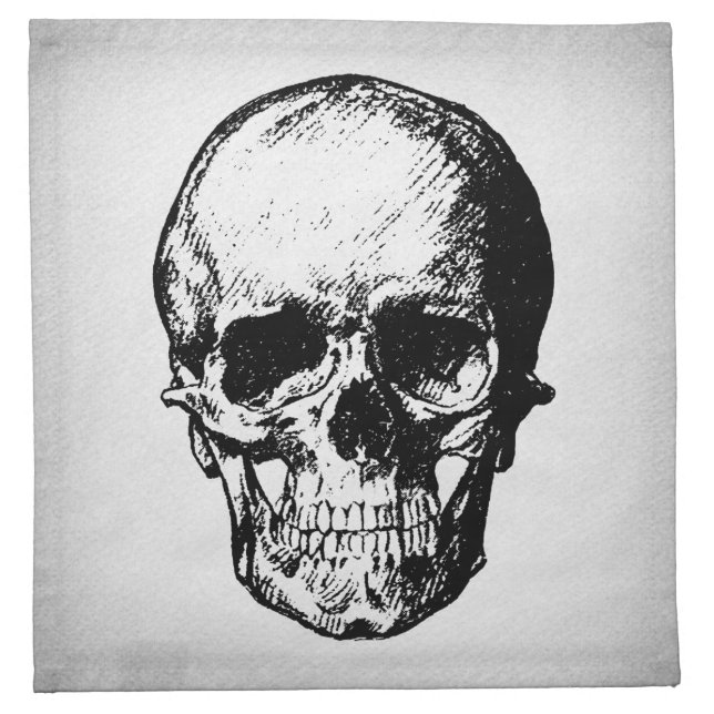Skull Illustration Vintage Art Cloth Napkin (Front)
