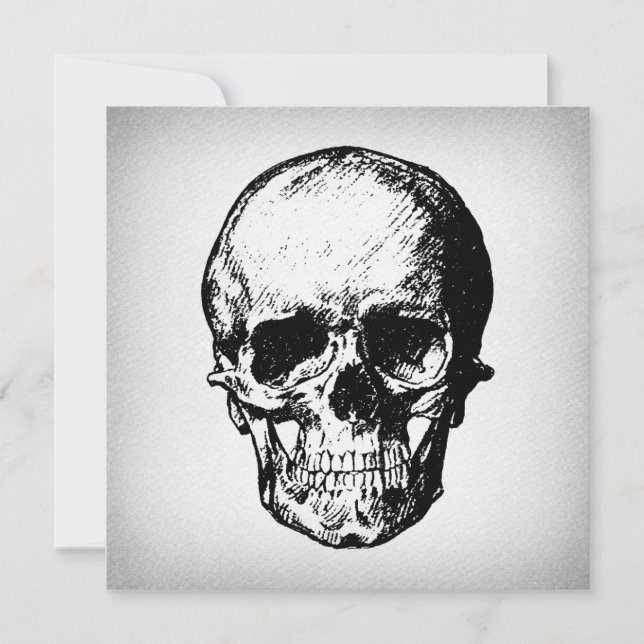 Skull Illustration Vintage Art Invitation (Front)