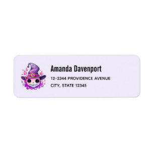 Skull in a Witch's Hat Whimsical Address Label