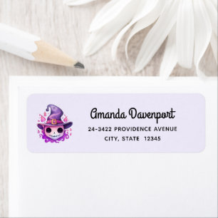 Skull in a Witch's Hat Whimsical Address Label