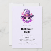 Skull in a Witch's Hat Whimsical Halloween Party