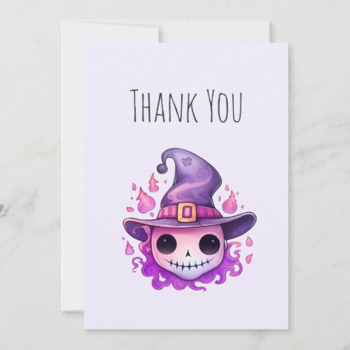 Skull in a Witch's Hat Whimsical Thank You Card