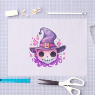 Skull in a Witch's Hat Whimsical Tissue Paper