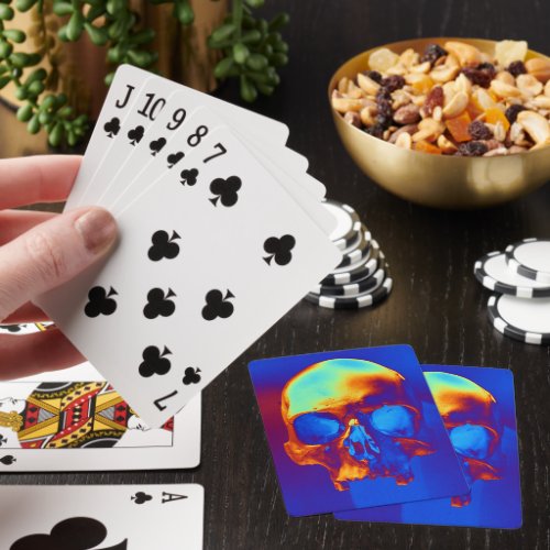 Skull in Blue and Gold Foam Boards Poker Cards