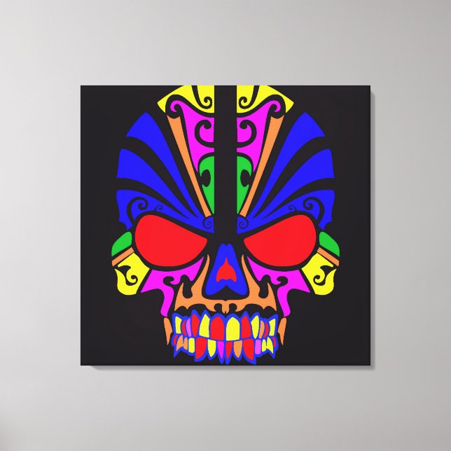 Skull in Color Canvas Print (Front)
