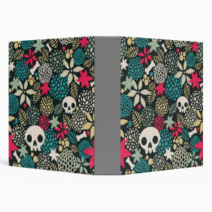 Skull in flowers 3 ring binder