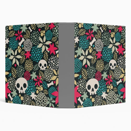 Skull in flowers 3 ring binder