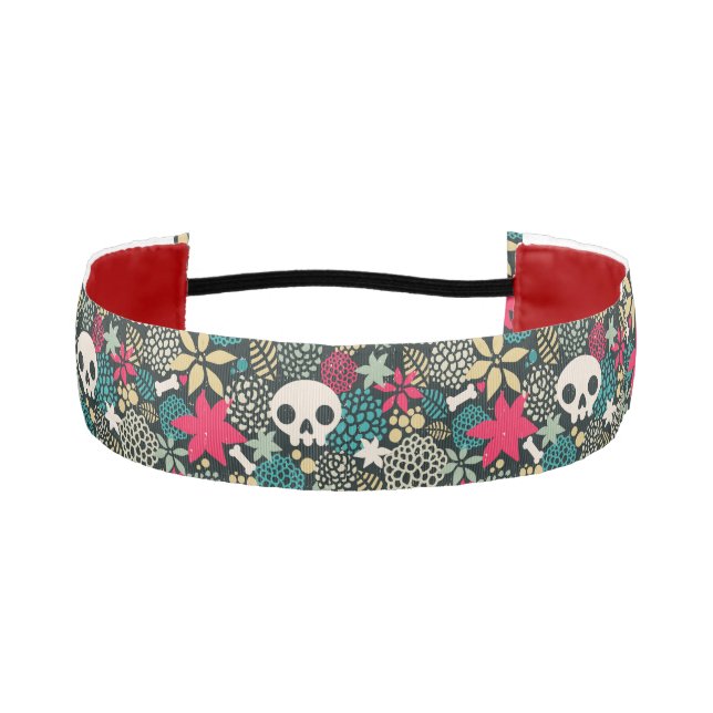 Skull in flowers athletic headband (Front)
