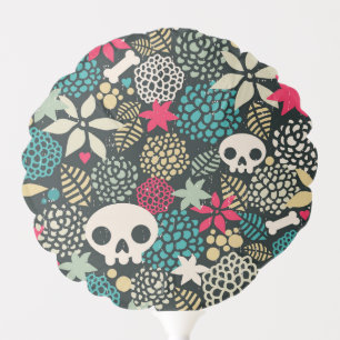 Skull in flowers balloon