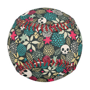 Skull in flowers baseball