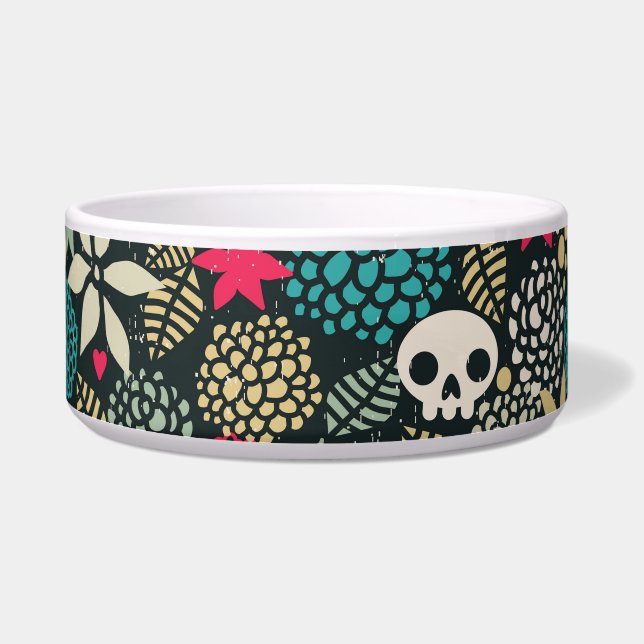 Skull in flowers bowl (Left)