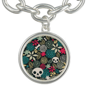 Skull in flowers bracelet