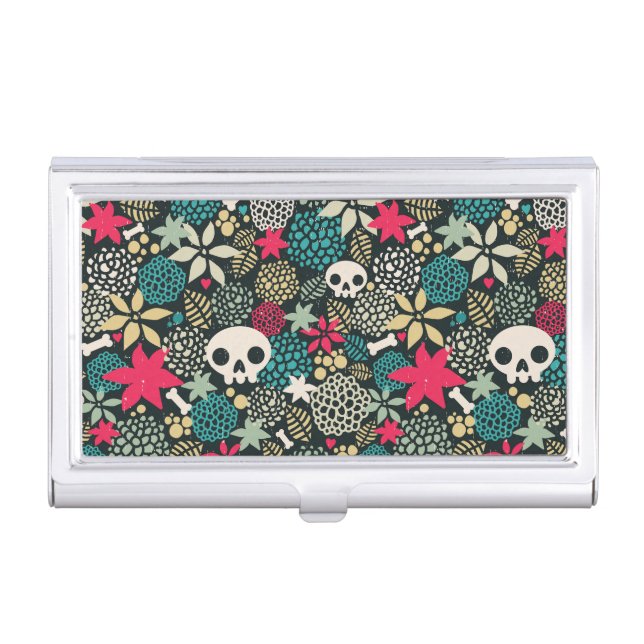 Skull in flowers business card case (Front)