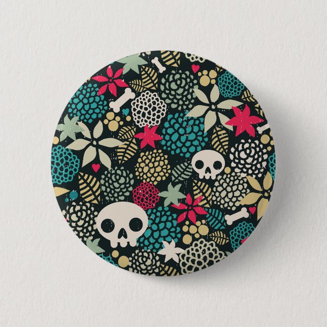 Skull in flowers button (Front)