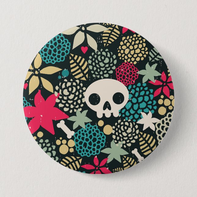 Skull in flowers button (Front)