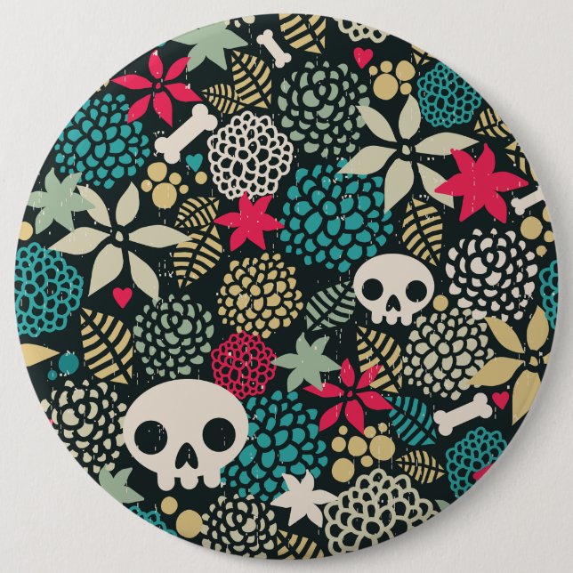 Skull in flowers button (Front)