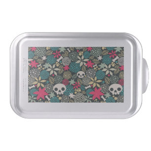Skull in flowers cake pan
