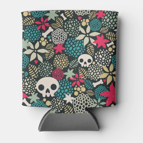 Skull in flowers can cooler