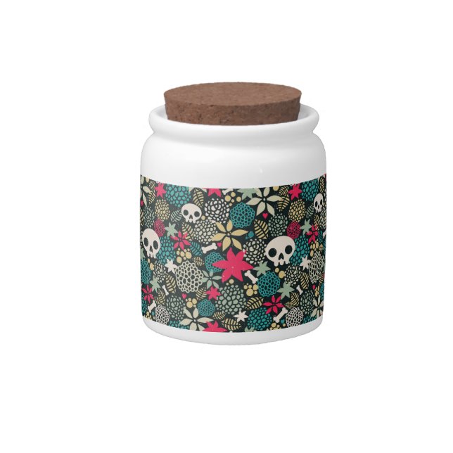 Skull in flowers candy jar (Front)